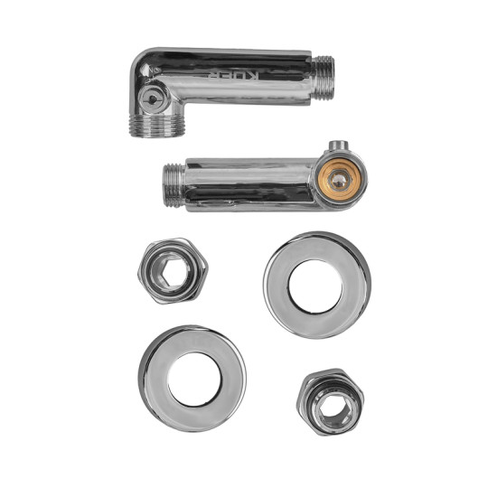 Комплект кранів для сушки для рушників кутовий Koer KR.SET.550 - M1/2'xM1/2' запірний, хромований (KR5840)