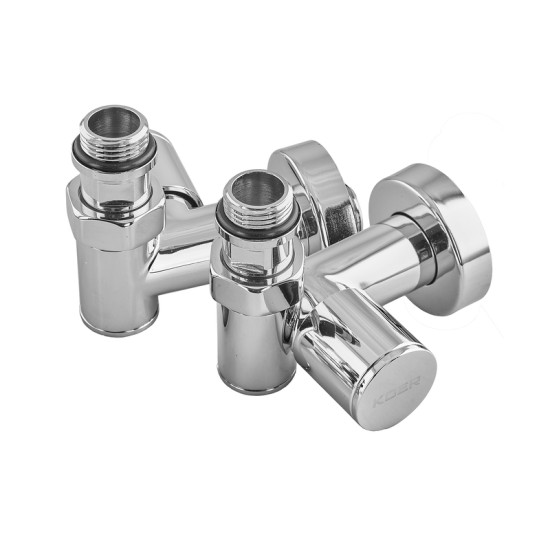 Комплект кранів для сушки для рушників кутовий Koer KR.SET.551 - M1/2'xM1/2' під ТЕН хромований (KR5841)
