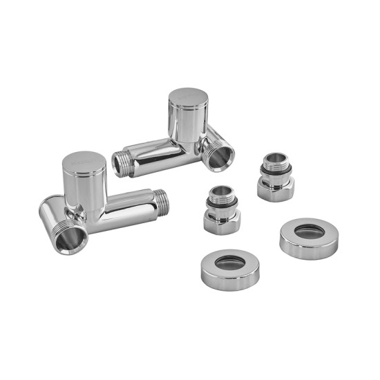 Комплект кранів для сушки для рушників кутовий Koer KR.SET.551 - M1/2'xM1/2' під ТЕН хромований (KR5841)