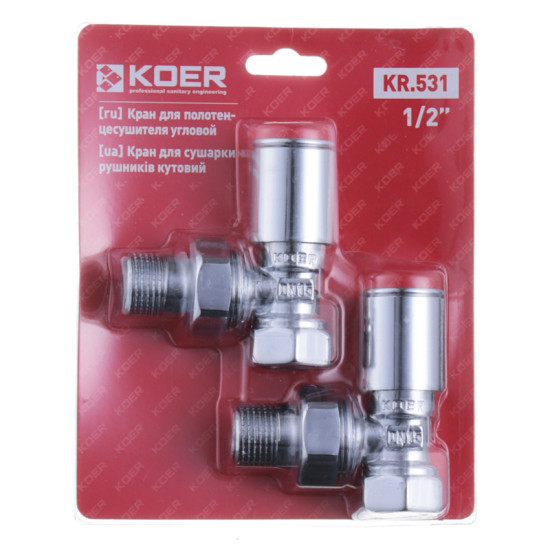 Кран для сушки для рушників прямий Koer KR.531 - 1/2" (KR3073)