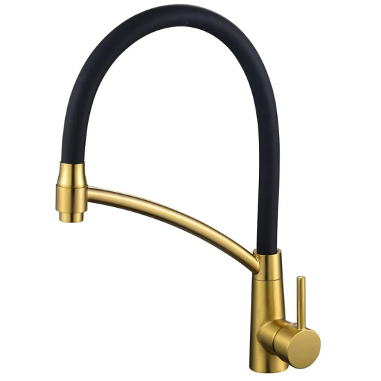 Кухонний змішувач Mixxus Premium Rossi 017 Brushed Gold Refl.Black (матовое золото) (MP6723)