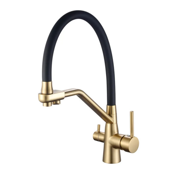 Кухонный смеситель с подключением к фильтру Mixxus Premium Senna 021 Brushed Gold Refl.Black (MP6722)