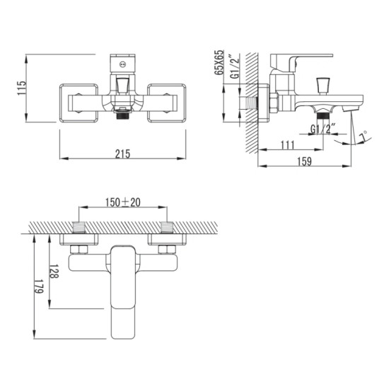 Смеситель для ванны Imprese BILOVEC f03200906AB, брашированный никель