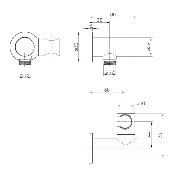 Держатель для ручного душа Imprese i-BATH R, хром (f03600101TD)