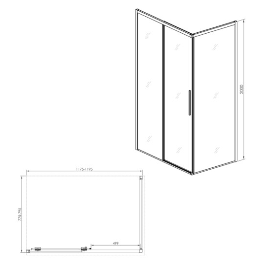 Душевая кабина Imprese OSSER 120*80*200, прямоугольная, раздвижная с доводчиком, профиль черный мат, стекло тонированное (s06400601GR)