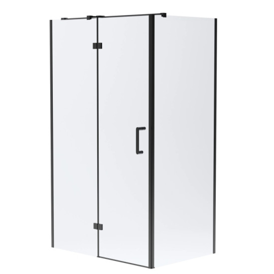Душова кабіна Volle SOTA 120-C 120*80*200 (скло+двері) реверсивна, розстібна, профіль чорний матовий, скло прозоре 8мм (1038.134603)