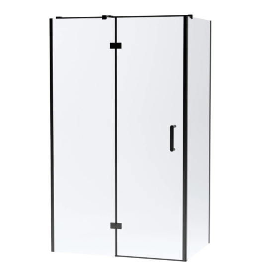 Душова кабіна Volle SOTA 120-C 120*80*200 (скло+двері) реверсивна, розстібна, профіль чорний матовий, скло прозоре 8мм (1038.134603)