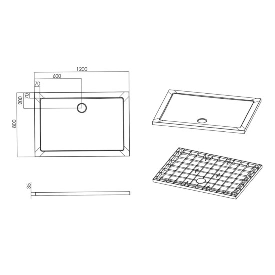 Душевой поддон Imprese ShowerPad 80*120*3,5 прямоугольный , белый глянцевый (SPS-1280)