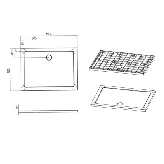 Душевой поддон Imprese ShowerPad 90*120*3,5 прямоугольный, белый глянцевый (SPS-1290)