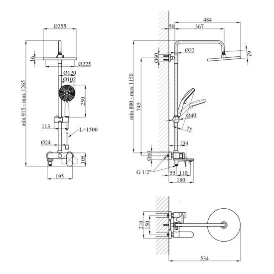 Душевая система Kroner Element 211318-0101