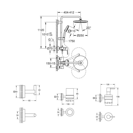 Душева система Grohe QuickFix Vitalio Comfort 26985001 + BF40961SC