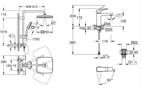 Набір змішувачів Grohe QuickFix Vitalio Comfort Cube (UA203101TM)