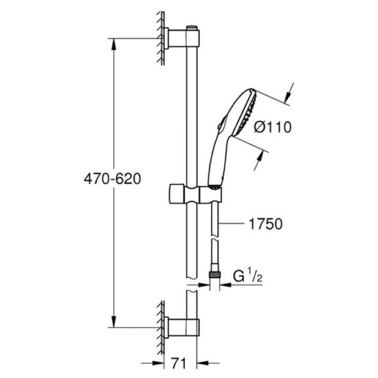 Смеситель для ванны Grohe BauLoop 23603000 з душовою стійкою Vitalio Start 26951001