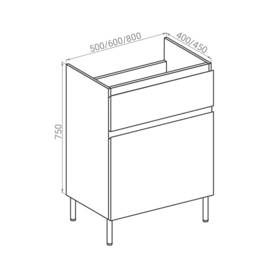 Тумба с раковиной RJ TOFT-ХО  60см RJFU027-4160WHSET(RJFU027-4160WH + L81960000) белая