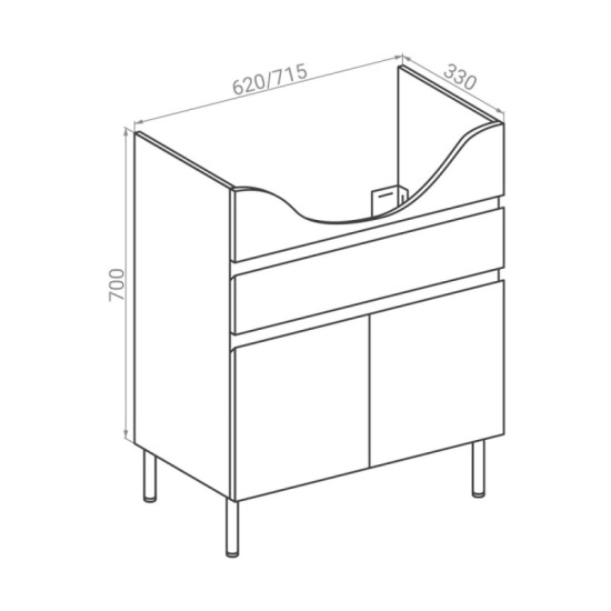 Тумба с раковиной RJ IRIS-ХО 65см RJFU034-0165WHSET(RJFU034-0165WH + RZJ201) белая