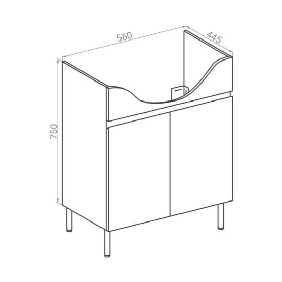 Тумба с раковиной RJ SOFT-XO 56см RJFU094-0156WHSET(RJFU094-0156WH+101456UA) белая