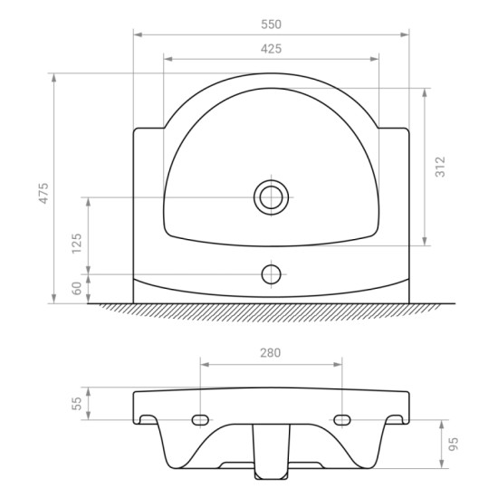 Тумба з раковиною RJ TOFT-XO 55см RJFU027-4155WHSET(RJFU027-4155WH+L71955000) біла