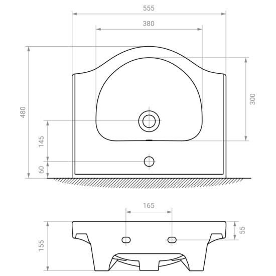 Тумба с раковиной RJ LOTUS-XO  55см RJFU048-4155WHSET(RJFU048-4155WH+RZJ200) белая