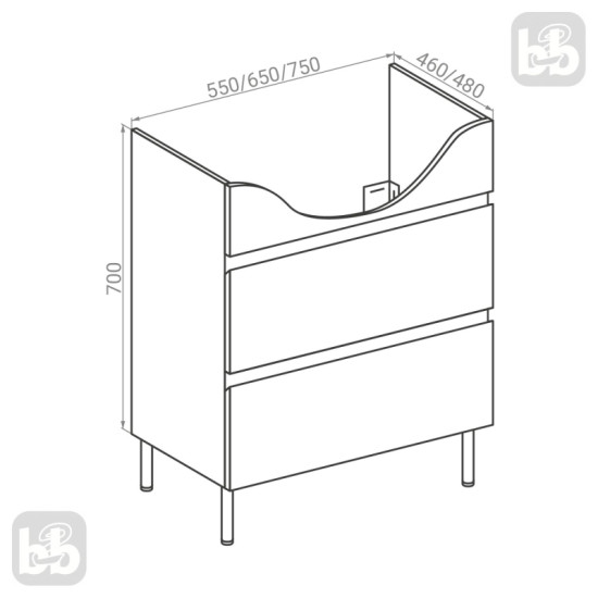 Тумба з раковиною RJ ASTER-XO 55см RJFU049-4155WHSET(RJFU049-4155WH+RZJ200) біла