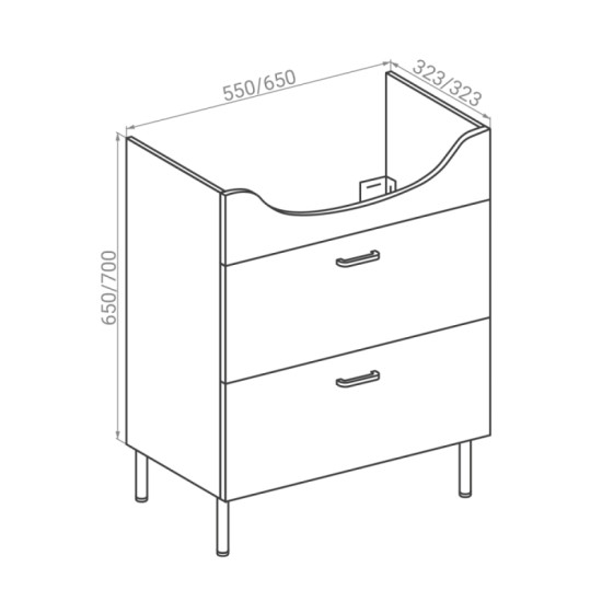 Тумба з раковиною RJ TOFT-L 55см RJFU026-4155WHSET(RJFU026-4155WH+ L71955000) біла