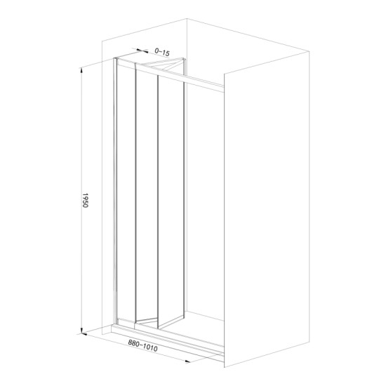 Душові двері Eger 599-132СС 95*195 bifold хром, прозорі