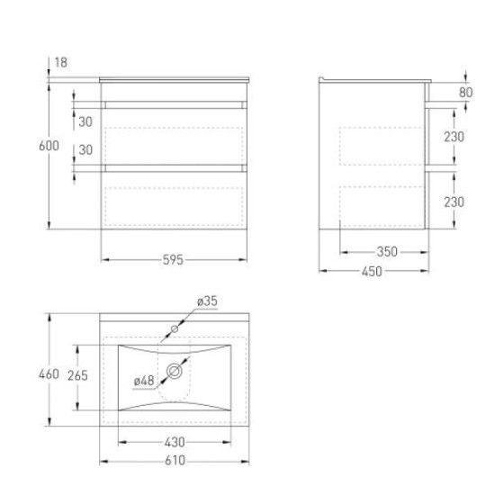 Тумба с раковиной Imprese VACLAV u08406403FH+с061010361 с061010361