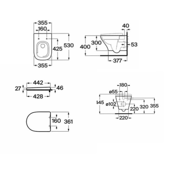 Унитаз подвесной Roca Airos Rimless Vortex (A34HC10000)