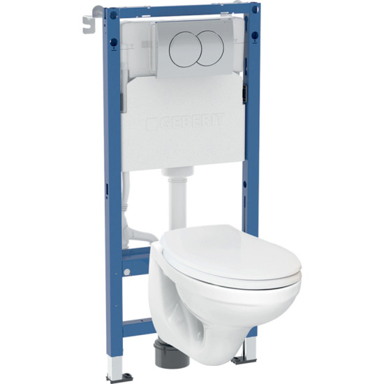 Инсталляция с унитазом Geberit Duofix PRO 20: Унитаз Kolo Idol, сиденье Duroplast + Инсталляция Geberit Delta, клавиша смыва Delta01, хром (118.315.21.3)