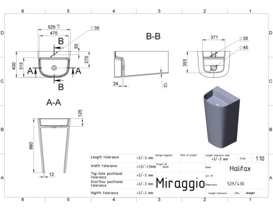 Раковина Miraggio HALIFAX