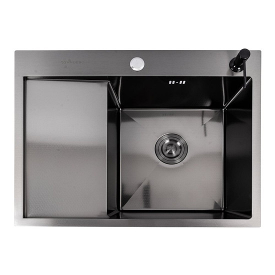 Кухонная мойка Valeso Handmade CM 65*50 R PVD черная Decor (3,0/1,0)