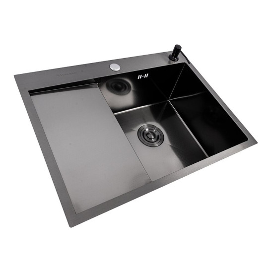 Кухонная мойка Valeso Handmade CM 65*50 R PVD черная Decor (3,0/1,0)