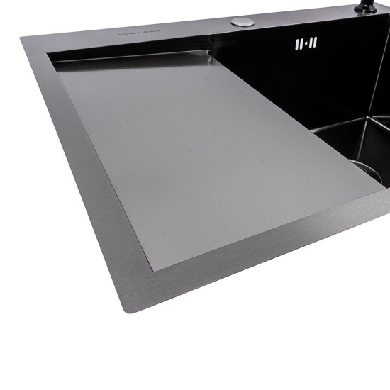 Кухонная мойка Valeso Handmade CM 65*50 R PVD черная Decor (3,0/1,0)