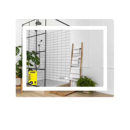 Дзеркало Lidz Kubis (KU2) 800х600 з годинником, з LED-підсвічуванням Touch, з антизапітнінням LDKU800600CL48281