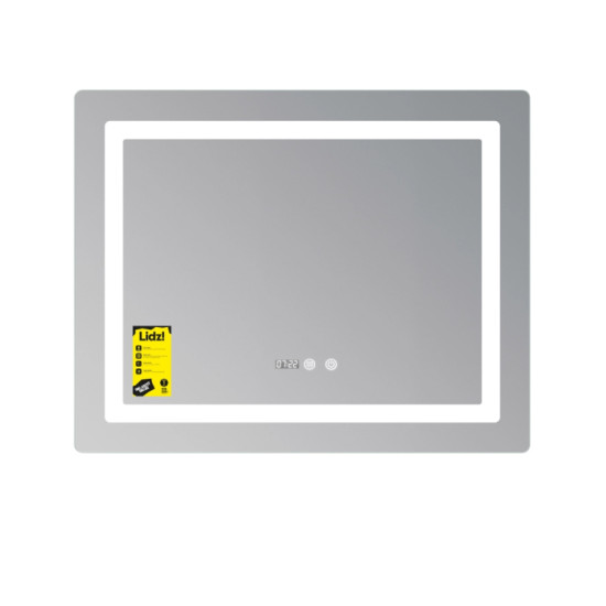 Дзеркало Lidz Kubis (KU2) 800х600 з годинником, з LED-підсвічуванням Touch, з антизапітнінням LDKU800600CL48281