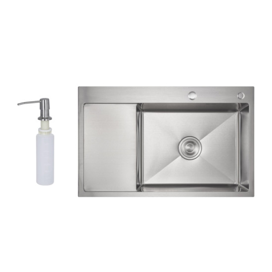 Кухонная мойка Lidz Handmade Max 500 H7849L Brushed Steel, 3,0/1,0 LDH7849LBRU49463