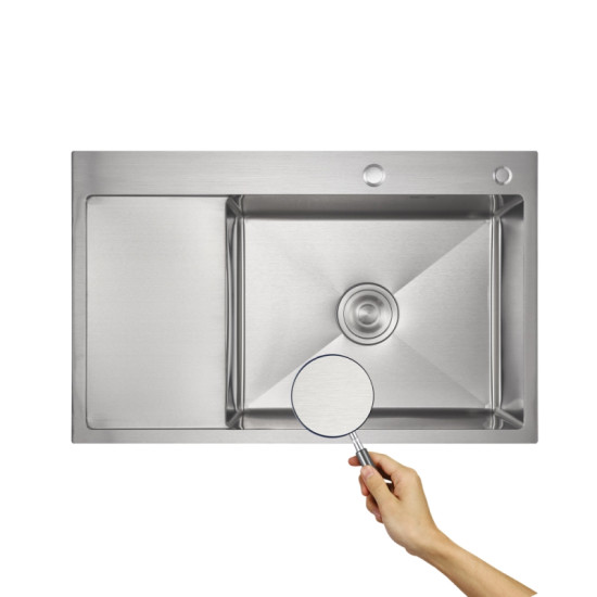 Кухонная мойка Lidz Handmade Max 500 H7849L Brushed Steel, 3,0/1,0 LDH7849LBRU49463