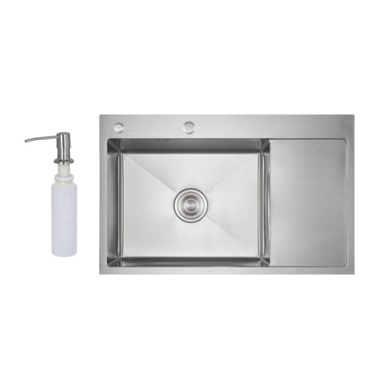 Кухонная мойка Lidz Handmade Max 500 H7849R Brushed Steel, 3,0/1,0 LDH7849RBRU49464