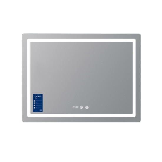 Дзеркало Qtap Mideya (MI2) 1000х800 з годинником, з LED-підсвічуванням Touch, з антизапітнінням, рег. яскравості QTMID100080049266
