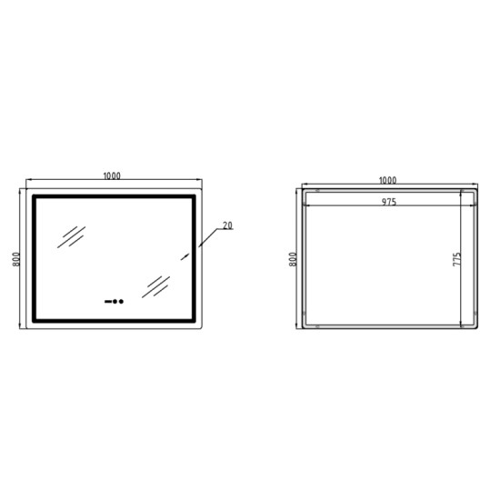 Дзеркало Qtap Mideya (MI2) 1000х800 з годинником, з LED-підсвічуванням Touch, з антизапітнінням, рег. яскравості QTMID100080049266