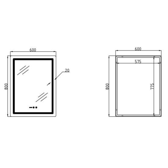 Дзеркало Qtap Mideya (MI2) 600х800 з годинником, з LED-підсвічуванням Touch, з антизапітнінням, рег. яскравості QTMID60080049627