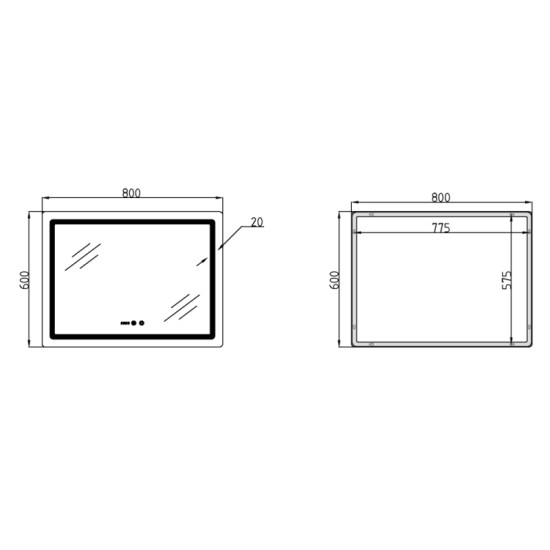 Зеркало Qtap Mideya (MI2) 800х600 с часами, с LED-подсветкой Touch, с антизапотеванием, рег. яркости QTMID80060049265
