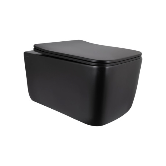 Унітаз підвісний Qtap Gemini Ultra Quiet, Matt Black, с сиденьем Slim Duroplast/Soft-close/Quick Release QTGEM28BLM50505