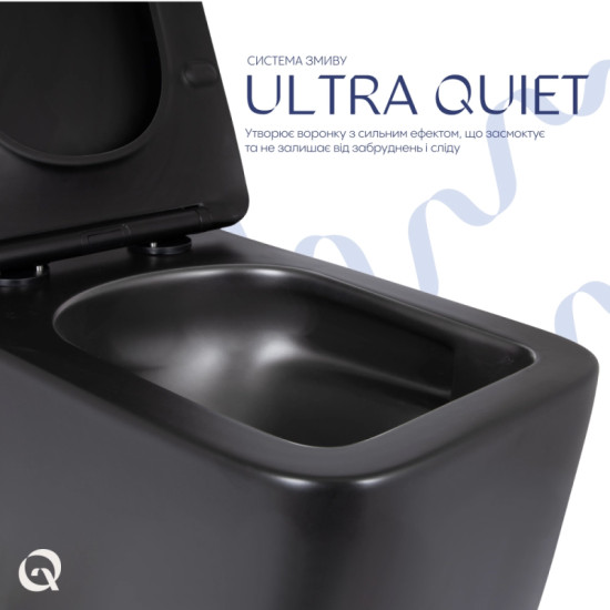Унітаз підвісний Qtap Gemini Ultra Quiet, Matt Black, с сиденьем Slim Duroplast/Soft-close/Quick Release QTGEM28BLM50505