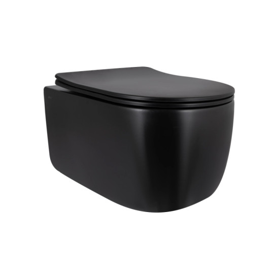 Унітаз підвісний Qtap Taurus Ultra Quiet, Matt Black, с сиденьем Slim Duroplast/Soft-close/Quick Release QTTAU28BLM50504