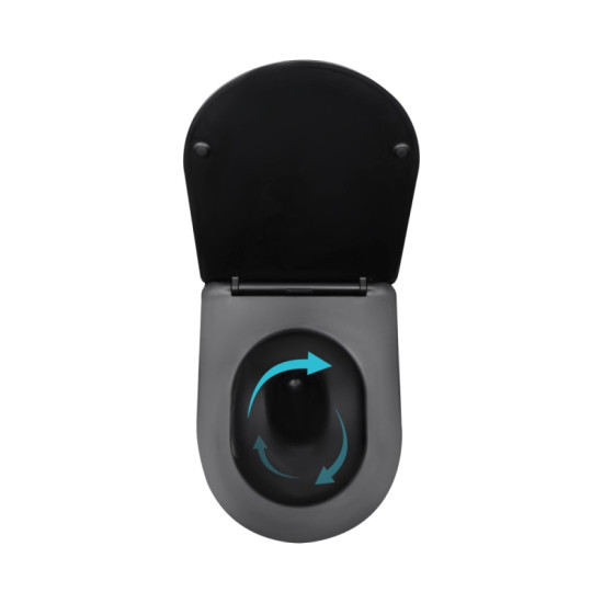 Унітаз підвісний Qtap Taurus Ultra Quiet, Matt Black, с сиденьем Slim Duroplast/Soft-close/Quick Release QTTAU28BLM50504