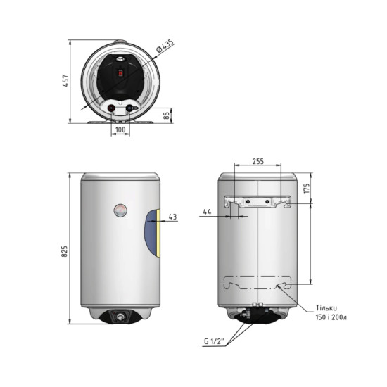 Водонагреватель Thermo Alliance Spectra 80 л вертикальный, сухие ТЭНы 2,0 кВт, d 435 мм SV0804420D