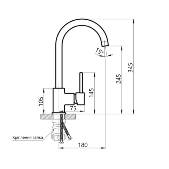 Кухонный смеситель Lidz Aria 015F (k35) LDARI015FGRP49559 Graphite