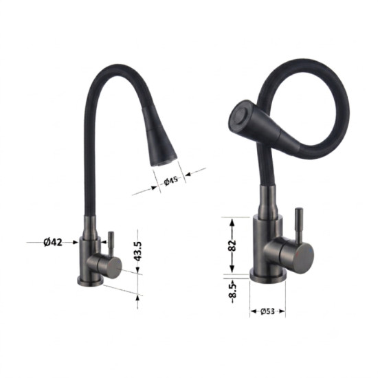 Кухонный смеситель Lidz Aria 015F31 (k35) LDARI015F31BGRP49566 Graphite/Black