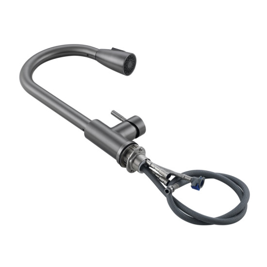 Кухонный смеситель с выдвижным изливом Lidz Aria 015FL (k35) LDARI015FLGRP49560 Graphite