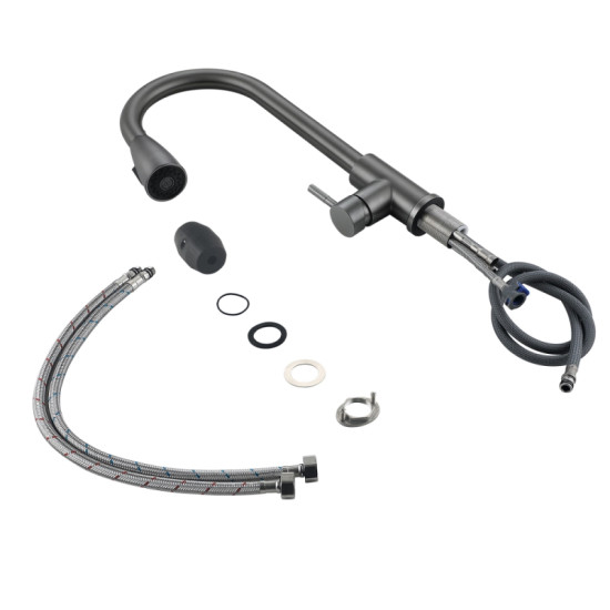 Кухонный смеситель с выдвижным изливом Lidz Aria 015FL (k35) LDARI015FLGRP49560 Graphite